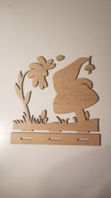 Load image into Gallery viewer, DIY wood blank Gnome on a mushroom with flower wood black stand up, paint by line,