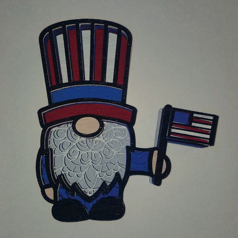 Patriotic gnome ornament, Americana, 7 layer wood gnome, 4th of July, Independence Day