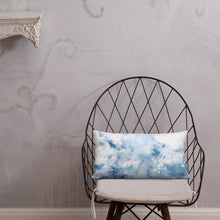 Load image into Gallery viewer, 20x12 allover print Premium Pillow, blue and white abstract design, polyester case, machine washable