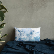 Load image into Gallery viewer, 20x12 allover print Premium Pillow, blue and white abstract design, polyester case, machine washable