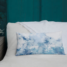 Load image into Gallery viewer, 20x12 allover print Premium Pillow, blue and white abstract design, polyester case, machine washable