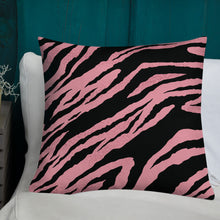 Load image into Gallery viewer, 22x22 All over print premium pillow abstract jungle pattern back