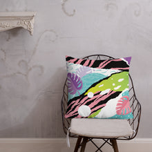 Load image into Gallery viewer, 22x22 All over print premium pillow abstract jungle pattern front