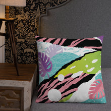 Load image into Gallery viewer, 22x22 All over print premium pillow abstract jungle pattern front