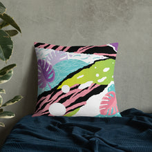 Load image into Gallery viewer, 22x22 All over print premium pillow abstract jungle pattern front