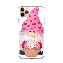 Load image into Gallery viewer, iPhone 11 Pro max Gnome iPhone Case, heart gnome, pink, love gnome, phone protection, gnome with flowers phone case
