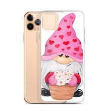 Load image into Gallery viewer, iPhone 11 pro max Gnome iPhone Case, heart gnome, pink, love gnome, phone protection, gnome with flowers phone case
