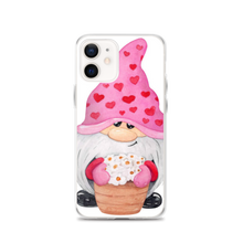 Load image into Gallery viewer, iPhone 12 Gnome iPhone Case, heart gnome, pink, love gnome, phone protection, gnome with flowers phone case
