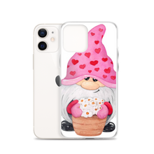 Load image into Gallery viewer, iPhone 12 case, Gnome iPhone Case, heart gnome, pink, love gnome, phone protection, gnome with flowers phone case
