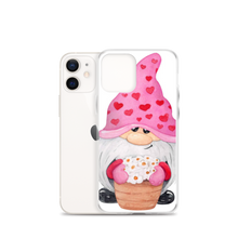 Load image into Gallery viewer, iPhone 12 mini Gnome iPhone Case, heart gnome, pink, love gnome, phone protection, gnome with flowers phone case
