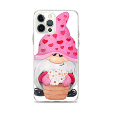 Load image into Gallery viewer, iPhone 12 pro max case Gnome iPhone Case, heart gnome, pink, love gnome, phone protection, gnome with flowers phone case
