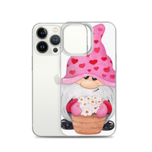 Load image into Gallery viewer, iPhone 13 pro phone case Gnome iPhone Case, heart gnome, pink, love gnome, phone protection, gnome with flowers phone case
