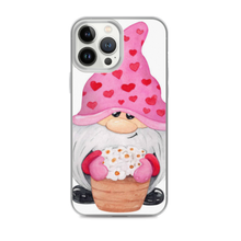 Load image into Gallery viewer, iPhone 13 pro max phone case Gnome iPhone Case, heart gnome, pink, love gnome, phone protection, gnome with flowers phone case
