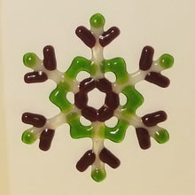 Load image into Gallery viewer, Glass Snowflake Ornament Suncatcher red green winter snow decoration