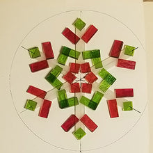 Load image into Gallery viewer, Glass Snowflake Ornament Suncatcher red green winter snow decoration