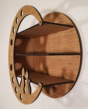 Load image into Gallery viewer, Crescent moon shaped display shelf with 2 cats, 3 shelves, home decor, round shelf unit, lunar shelf