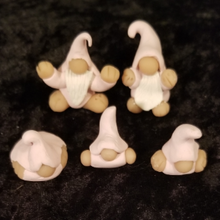 Load image into Gallery viewer, Miniature pale pink baby gnome figures, polymer clay, not a toy, mini figurine, tomte, gonk, gnomies, each figure is about 1 x 1 x .75 inches big