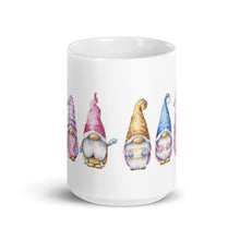 Load image into Gallery viewer, drinking mug with 4 gnomes. kawaii cup, gonks, tomtes