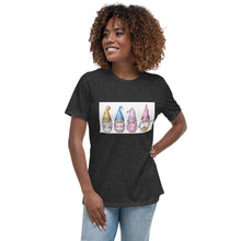 Load image into Gallery viewer, dark grey Gnomes tee, gnomes t-shirt, Shirt, Women&#39;s Relaxed T-Shirt, tee, 4 gnomes, gnomie t-shirt

