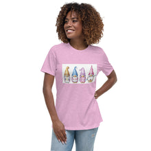 Load image into Gallery viewer, heather prism lilac Gnomes tee, gnomes t-shirt, Shirt, Women's Relaxed T-Shirt, tee, 4 gnomes, gnomie t-shirt