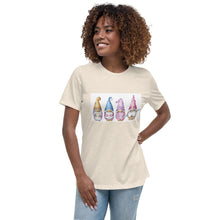 Load image into Gallery viewer, heather prism natural Gnomes tee, gnomes t-shirt, Shirt, Women&#39;s Relaxed T-Shirt, tee, 4 gnomes, gnomie t-shirt
