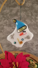 Load image into Gallery viewer, Fused glass melted snowman ornament
