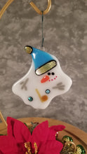Load image into Gallery viewer, Fused glass melted snowman ornament
