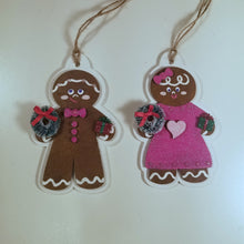 Load image into Gallery viewer, DIY wood blank Gingerbread boy and girl ornaments paint project
