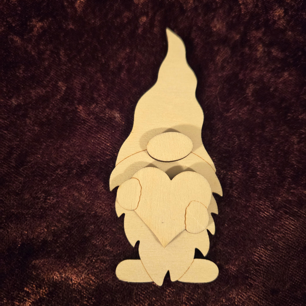 DIY wood blank Gnome with heart