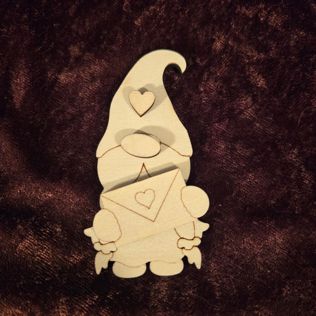 DIY unfinished wood blank gnome girl #1 with love letter