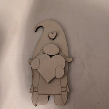 Load image into Gallery viewer, DIY unfinished wood blank of gnome girl #2 with heart
