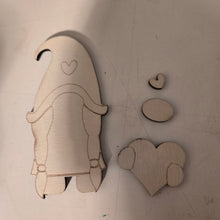 Load image into Gallery viewer, DIY unfinished wood blank of gnome girl #2 with heart
