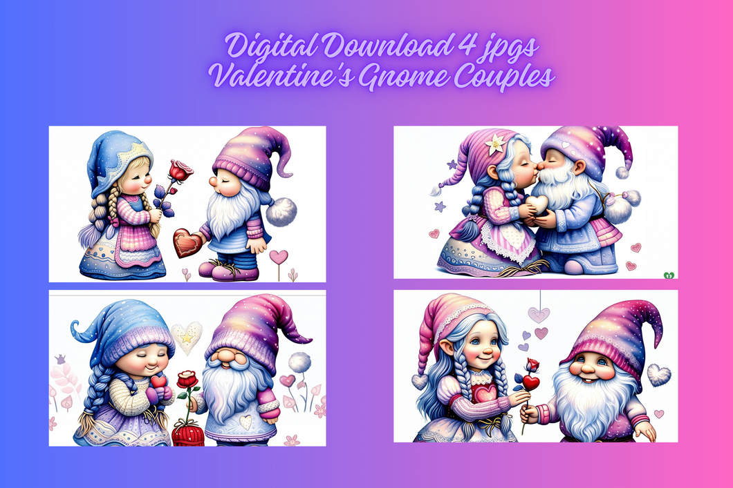 Valentine Gnome Couples Digital download 4 pngs