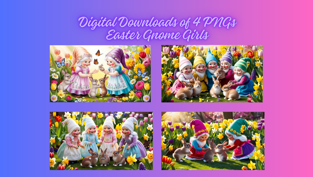 DIgital Download 4 Easter Gnome Girls Pngs