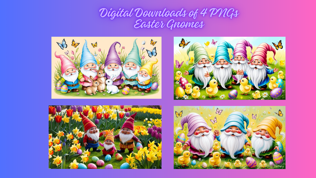 Digital Download 4 Easter Gnome PNGs