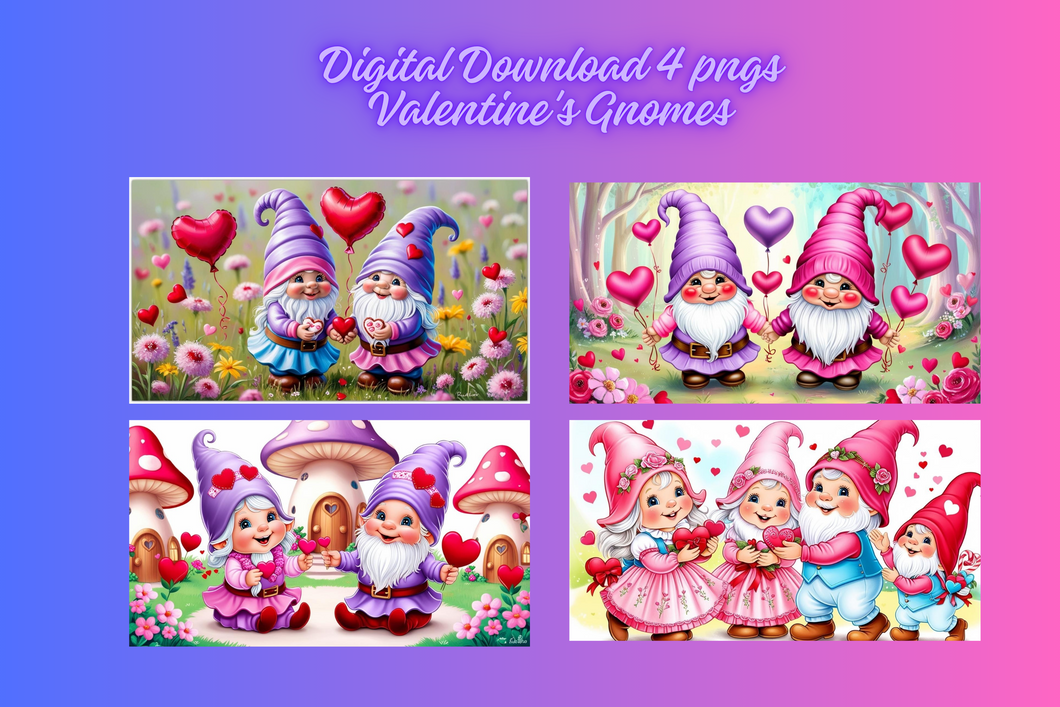 Love Gnomes 4 pngs digital download