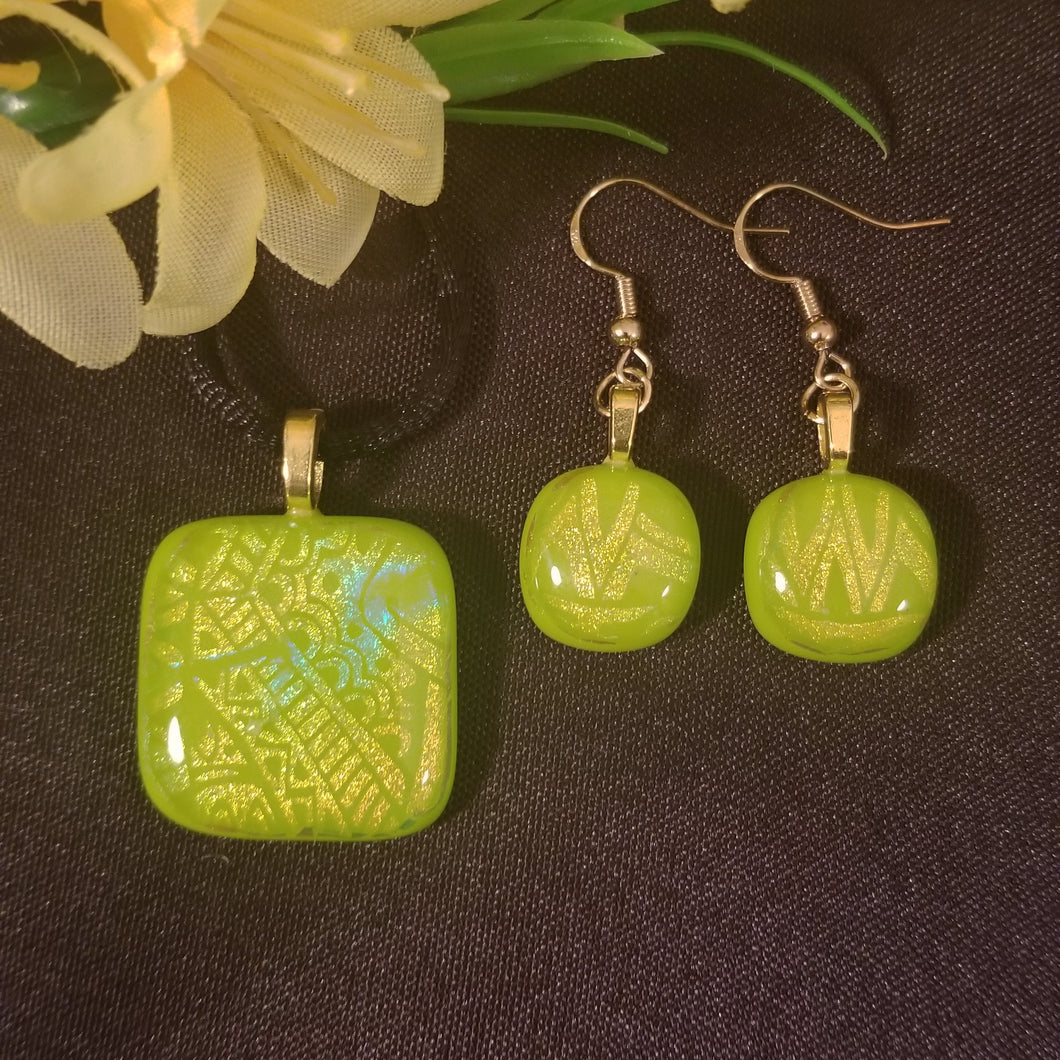 Dicroic Glass Jewelry Set gift present sparkly