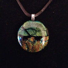 Load image into Gallery viewer, Dichroic Fused Glass Jewelry pendant, sparkle, gift, surrealistic landscape
