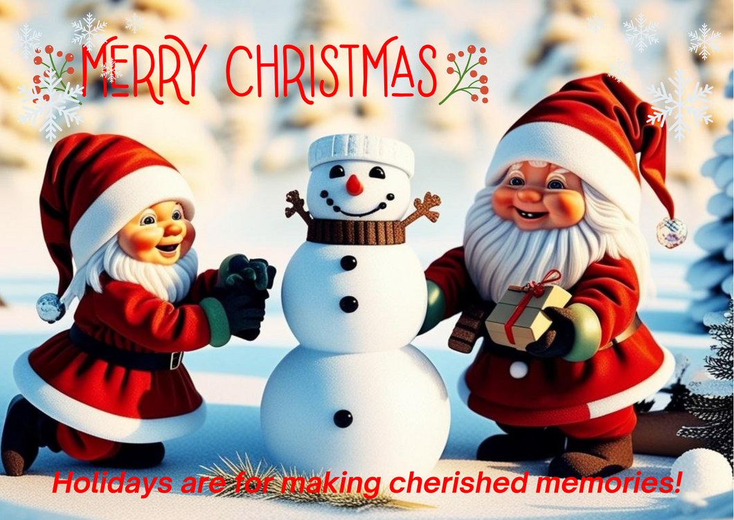 Digital Download Christmas card with gnomes