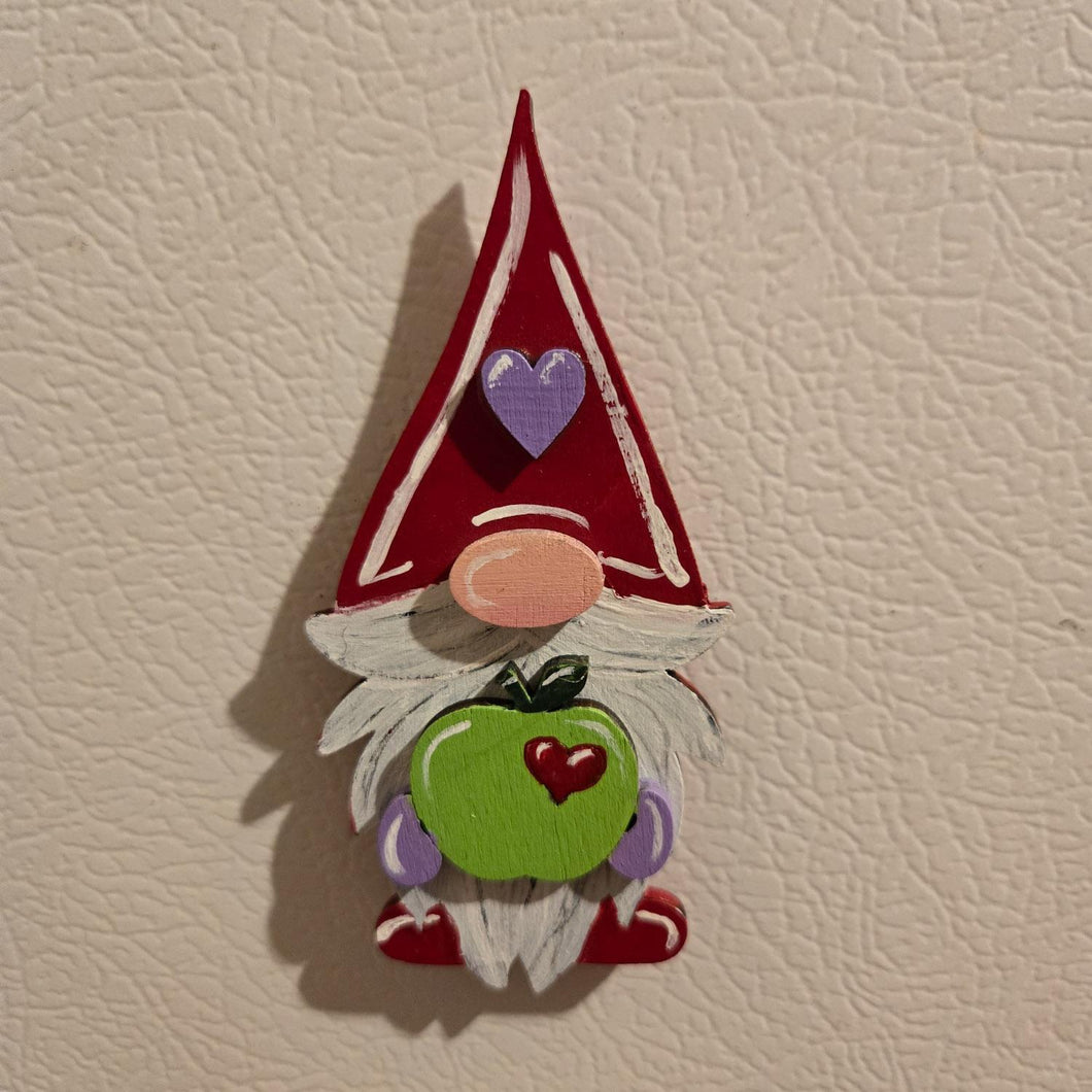 Refrigerator magnet gnome with apple, teacher gift, whimsical