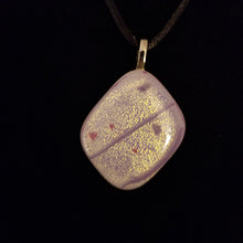 Load image into Gallery viewer, Pink Dichroic Fused Glass Necklace, gift, pink purple gold glass pendant
