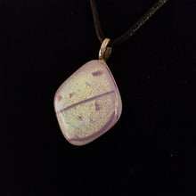 Load image into Gallery viewer, Pink Dichroic Fused Glass Necklace, gift, pink purple gold glass pendant
