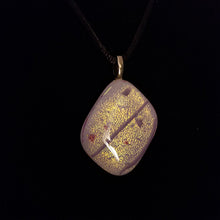 Load image into Gallery viewer, Pink Dichroic Fused Glass Necklace, gift, pink purple gold glass pendant
