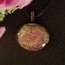 Load image into Gallery viewer, Stunning Dichroic Pink Gold Fused Glass Pendant, gift, present

