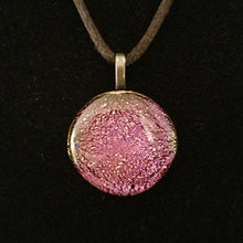 Load image into Gallery viewer, Stunning Dichroic Pink Gold Fused Glass Pendant, gift, present
