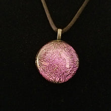 Load image into Gallery viewer, Stunning Dichroic Pink Gold Fused Glass Pendant, gift, present
