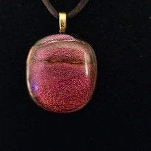 Load image into Gallery viewer, Dichroic fused glass pendant multicolored red, gift, sparkle, eye-catching gift
