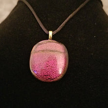 Load image into Gallery viewer, Dichroic fused glass pendant multicolored red, gift, sparkle, eye-catching gift
