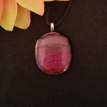 Load image into Gallery viewer, Dichroic fused glass pendant multicolored red, gift, sparkle, eye-catching gift
