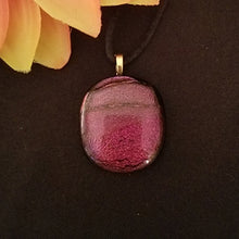 Load image into Gallery viewer, Dichroic fused glass pendant multicolored red, gift, sparkle, eye-catching gift
